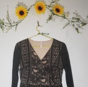 Xhilaration floral lace black and nude dress